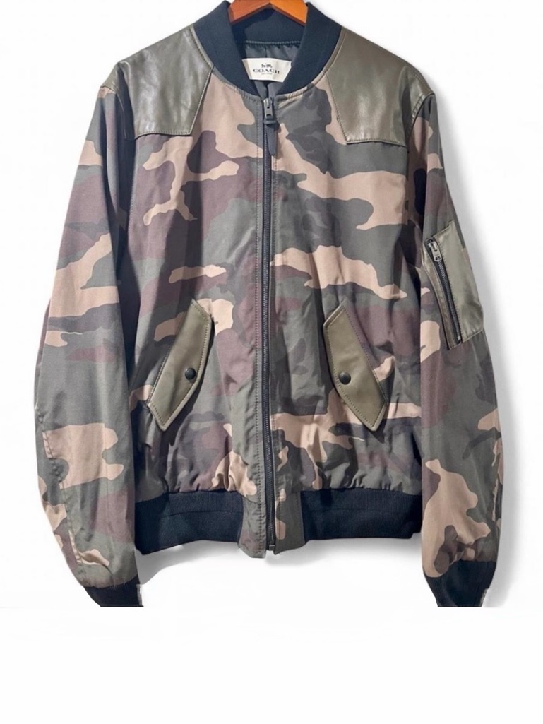 Coach Camouflage Bomber Varsity Jacket With Leather Accents Size Men’s Xl (Nwt)